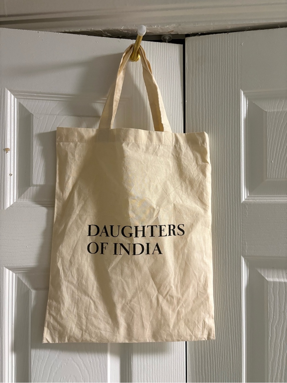Daughters of India Cream Tote with Black Logo